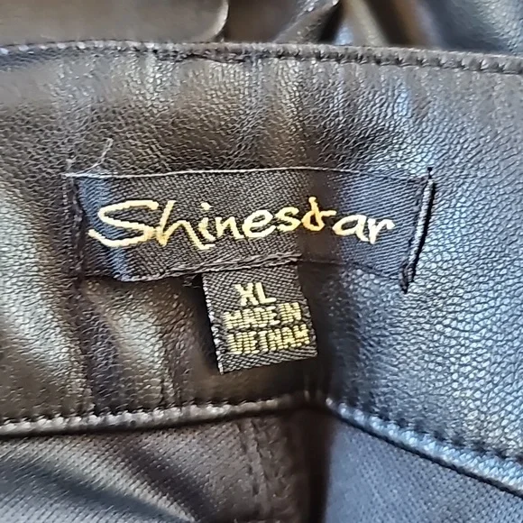 Shinestar black vegan leather pants not worn Size XL washable high rise - Picture 9 of 11